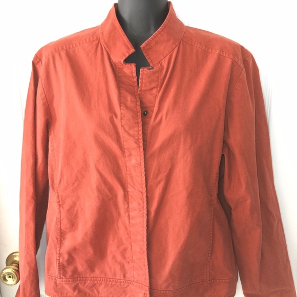 Eileen Fisher Rust Orange Snap Button Jacket M - Picture 1 of 4